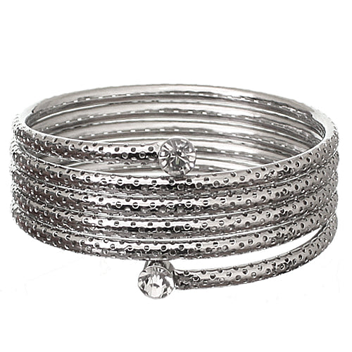 Silver Coil Wrap Around Bangle Bracelet