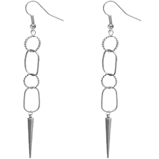 Silver Spike Drop Earrings