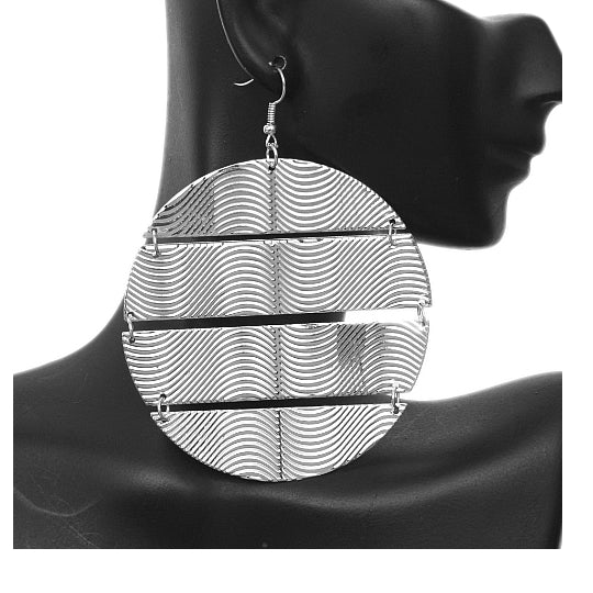 Silver Hammered Connect Metal Earrings