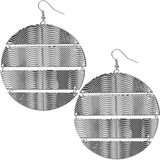 Silver Hammered Connect Metal Earrings