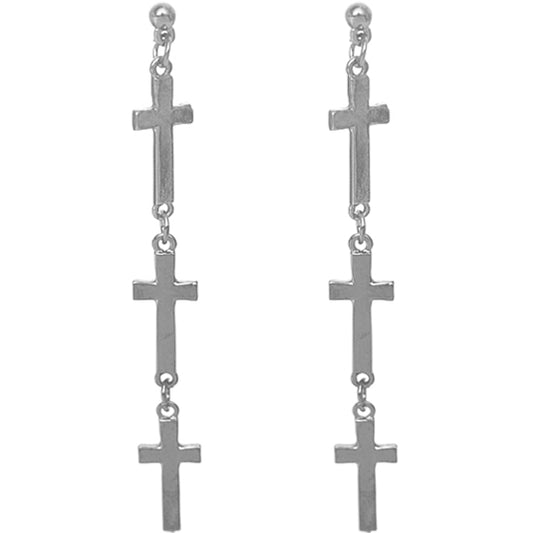 Silver cross earrings for rock n roll