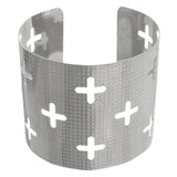 Silver Cutout Cross Metal Cuff Bracelet