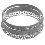 Silver Cutout Stacked Bracelet Set