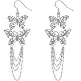 Silver Chain Butterfly Earrings
