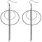 Silver Double Hoop Drop Chain Earrings