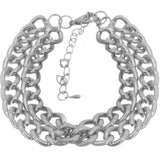 Silver Double Row Chain Link Bracelet