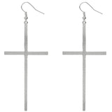 Silver Long Cross Earrings