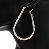 Silver Faux Pearl Teardrop Hoop Earrings