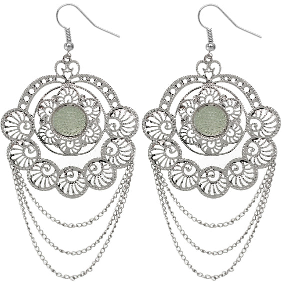 Silver Drop Chain Earrings