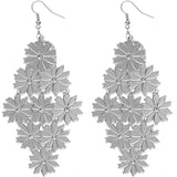 Silver Tier Floral Dangle Earrings