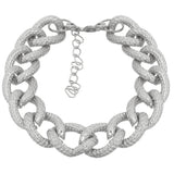 Silver Frost Textured Chain Link Bracelet