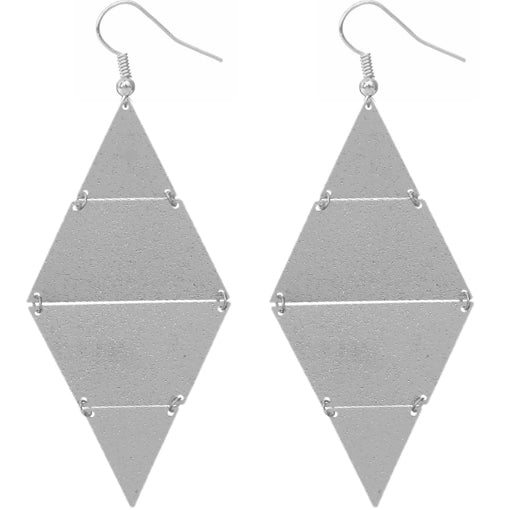 Silver Inverted Triangle Frosted Earrings