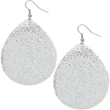 Silver Glitter Teardrop Earrings