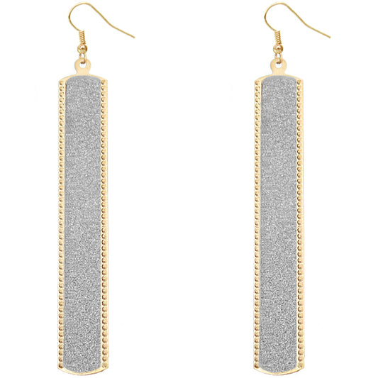 Silver Gold Glitter Stick Dangle Earrings