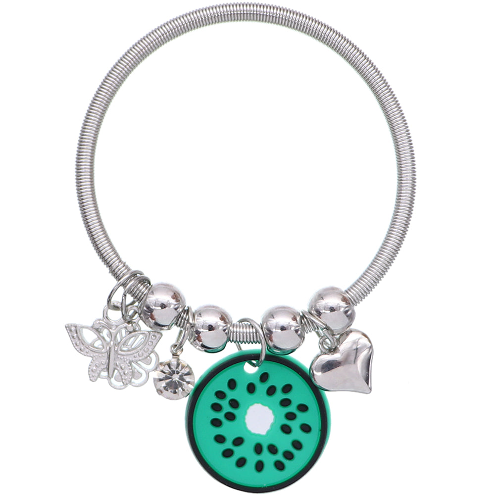 Green Kiwi Butterfly Charm Bracelet