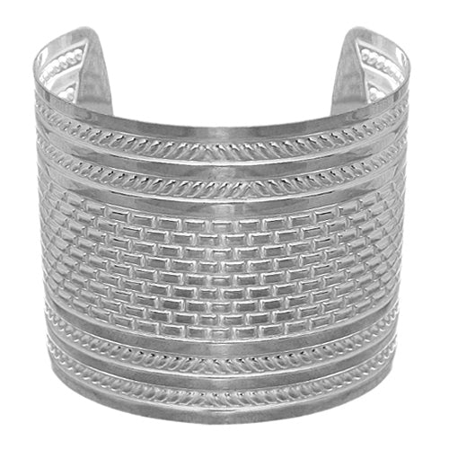 Silver Hammered Metal Cut Bracelet