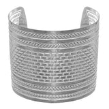 Silver Hammered Metal Cut Bracelet