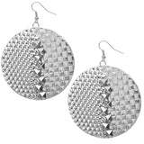 Silver Pyramid Hammered Earrings