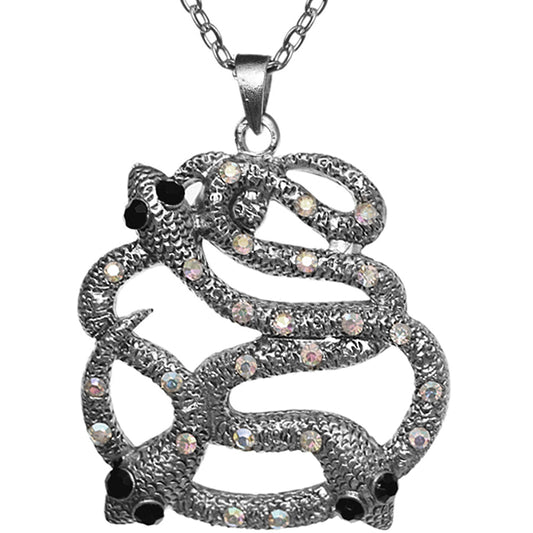 Silver Iridescent Snake Charm Necklace
