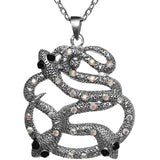 Silver Iridescent Snake Charm Necklace