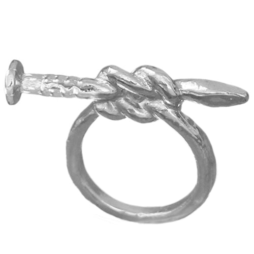 Silver Knotted Nail Mini Statement Ring