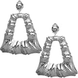Silver Large Bamboo Clip-on Earrings