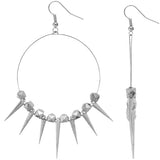 Silver 3D Cube Spike Hoop Earrings