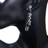 Silver Large Love Safety Pin Earrings