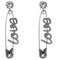 Silver Large Love Safety Pin Earrings