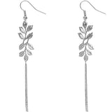Silver Leaf Drop Chain Earrings