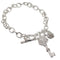 Silver Key Heart Locket Chain Link Bracelet