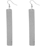 Silver Long Frost Rectangle Stick Earrings
