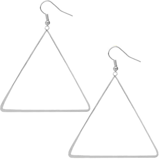 Silver Big Open Triangle Earrings