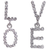 Silver Love Letter Rhinestone Dangle Earrings