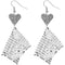 Silver Heart Mesh Dangle Earrings