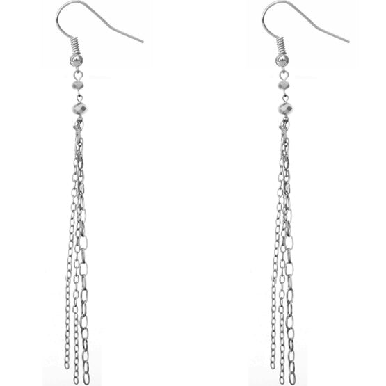 Silver Multi Drop Chain Earrings