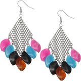 Silver Multicolor Beaded Earrings