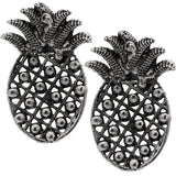 Silver Pineapple Faux Pearl Post Earrings