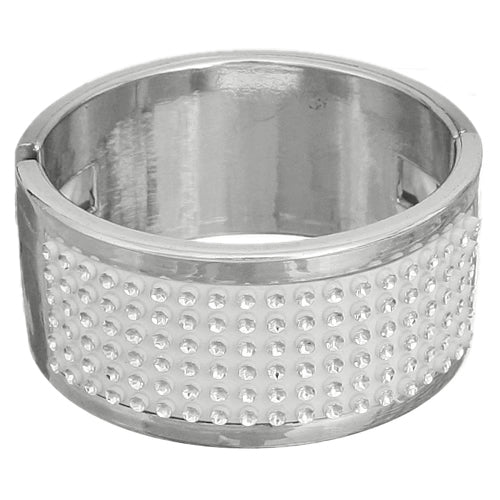 Silver Rhinestone Studded Hinged Bracelet