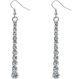 Silver Rhinestone Thin Flat Vertical Bar Earrings