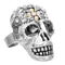Clear Iridescent Rhinestone Skull Cross Adjustable Ring