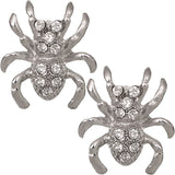 Silver Spider Rhinestone Post Earrings