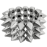 Silver Three Row Cone Spike Stretch Bracelet