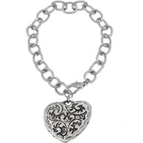 Silver Open Heart Charm Chain Bracelet