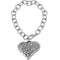 Silver Swirl Heart Charm Chain Bracelet