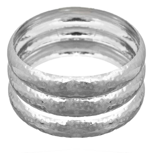 Silver Trio Metal Stacked Bracelets