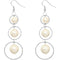 Silver Faux Pearl Triple Hoop Earrings