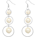 Silver Faux Pearl Triple Hoop Earrings