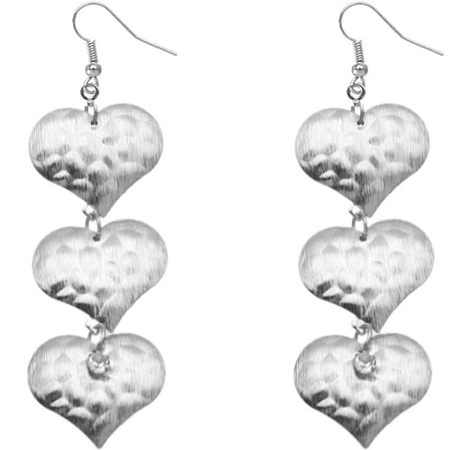 Silver love heart dangle earrings