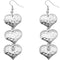 Silver love heart dangle earrings